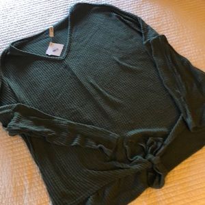 Waffle Knit Long Sleeve Top